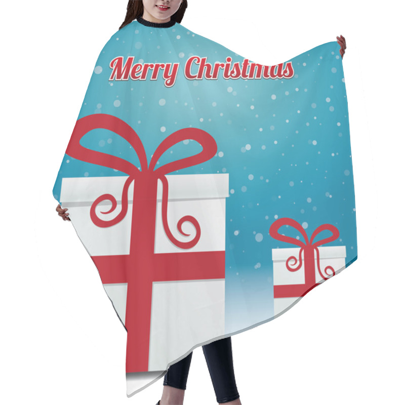 Personality  Gift Box Snowy Winter Background Merry Christmas Hair Cutting Cape