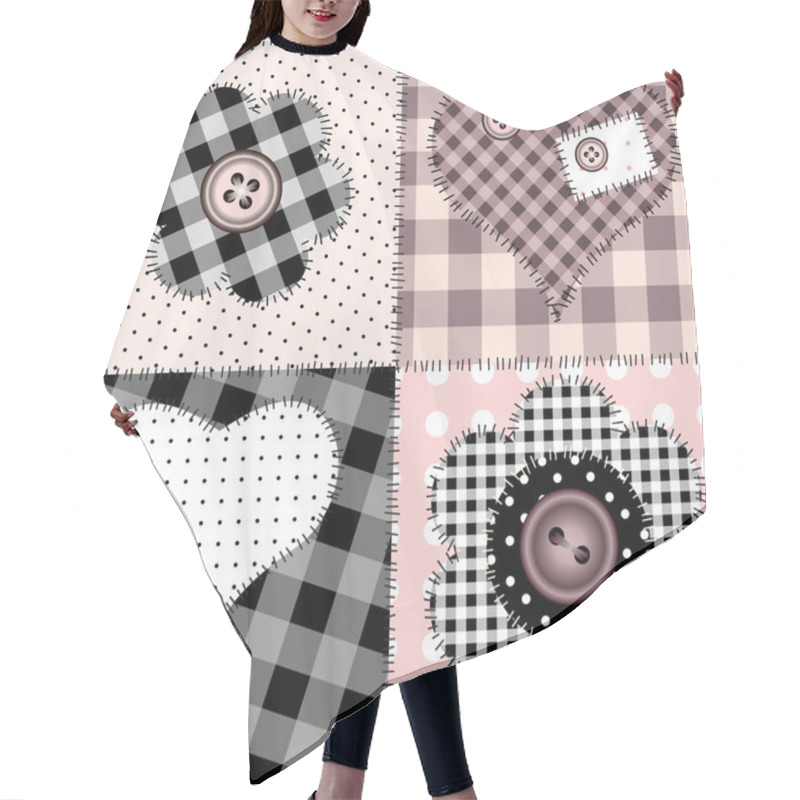 Personality  Patchwork With Flowers And Hearts Hair Cutting Cape