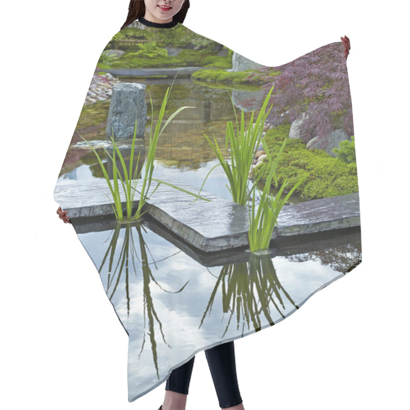 Personality  Garden In The Style Of A Japanese Water Garden With Traditional Planting And Reflected Reeds Hair Cutting Cape