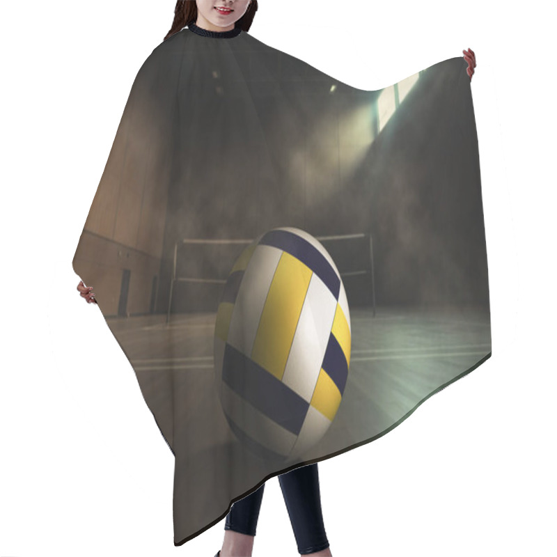 Personality  Volleyball Image With Indoor Volleyball Court In The Background. Hair Cutting Cape