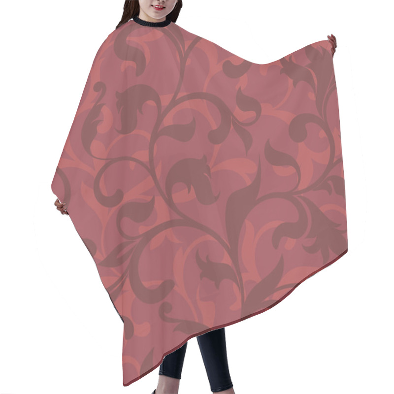 Personality  Seamless Pattern With Floral Tracery On A Red Background Hair Cutting Cape