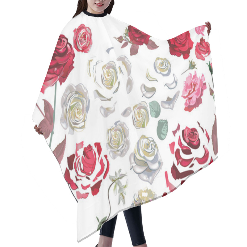 Personality  Floral Decorations With Peonies, Roses And Dahlias. Hair Cutting Cape