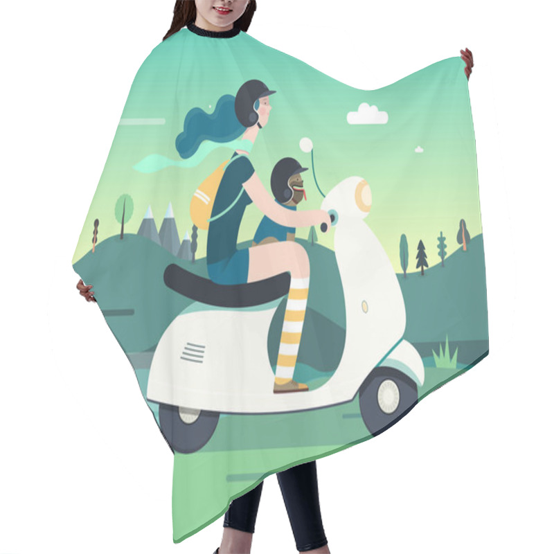 Personality  Girl On A Scooter Hair Cutting Cape