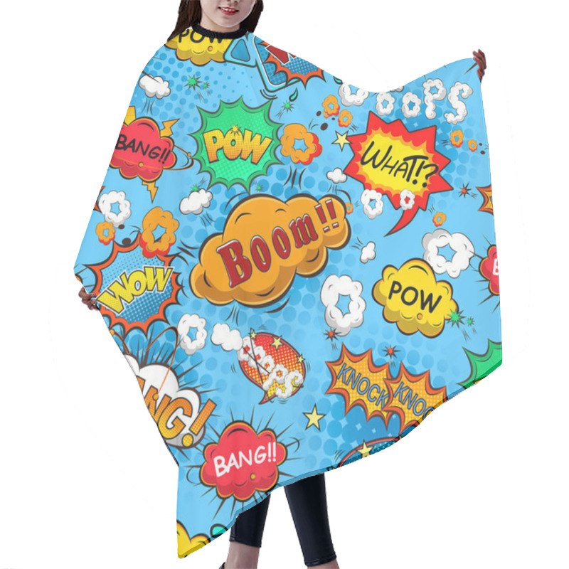 Personality  Comic Speech Bubbles Seamless Pattern Vector Hair Cutting Cape