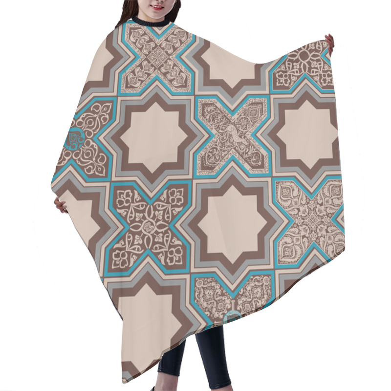 Personality  Seamless Pattern In The Style Of Tile With Persian Ornament. Hair Cutting Cape