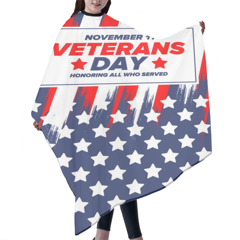 Personality  Veterans Day In United States. Federal Holiday, Celebrated Annual In November 11. Honoring All Who Served. Patriotic American Military Concept. Poster, Card, Banner And Background. Vector Illustration Hair Cutting Cape