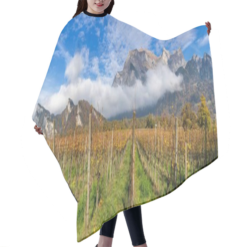 Personality  A Panorama View Of The Vineyards And Mountains In Maienfeld Village In Switzerland Hair Cutting Cape