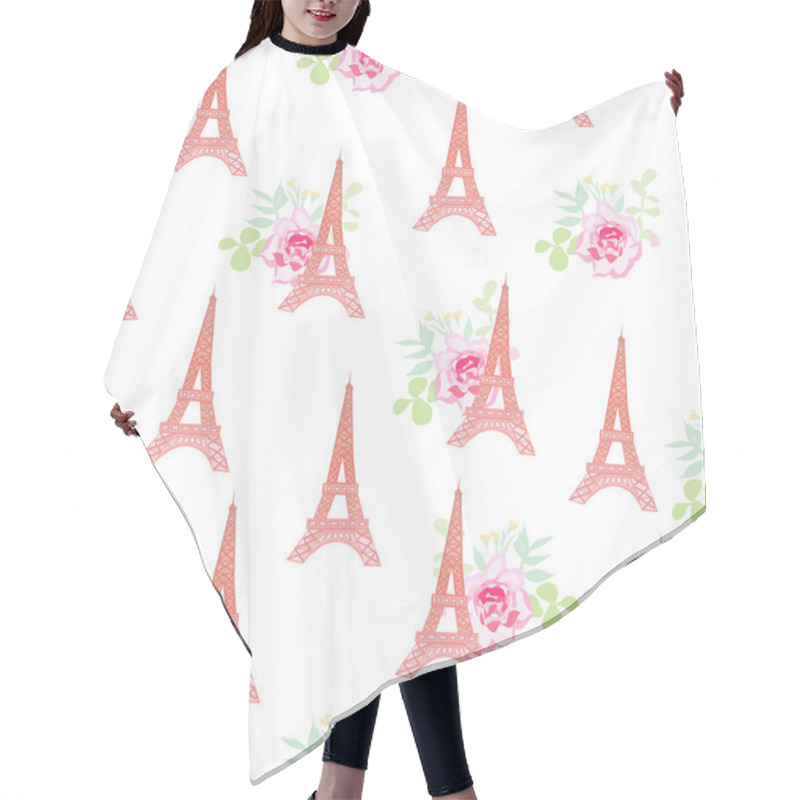 Personality  Cute Eiffel Towers Floral Seamless Vector Pattern Hair Cutting Cape