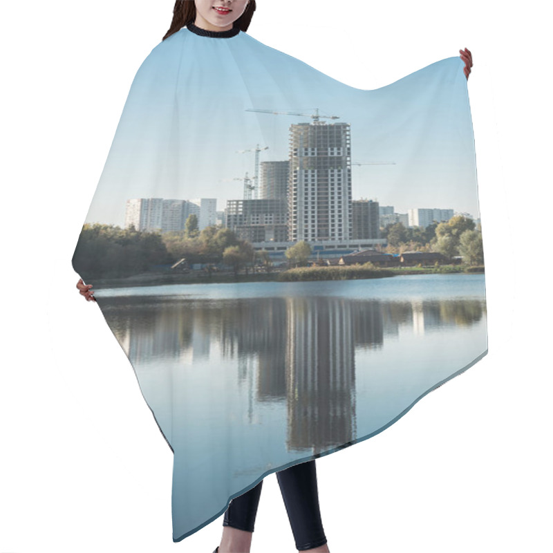 Personality  Modern Buildings With Reflection In Lake In City In Autumn Hair Cutting Cape