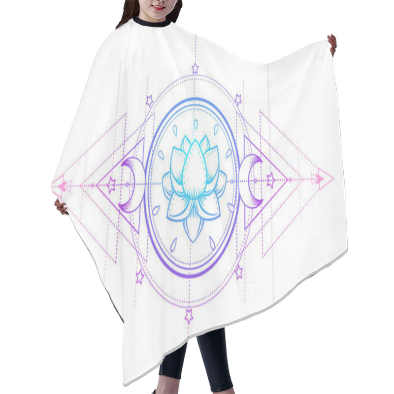 Personality  Sacred Geometry And Boo Symbol Set. Ayurveda Sign Of Harmony And Balance. Tattoo Design, Yoga Logo. Poster, T-shirt. Colorful Gradient Over Black. Astrology, Esoteric, Religion. Hair Cutting Cape