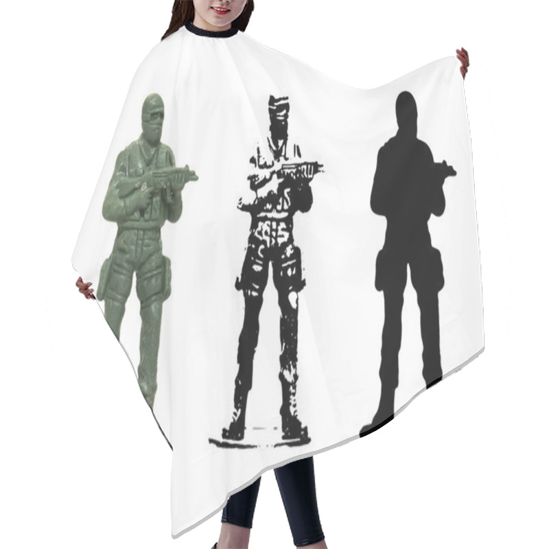 Personality  Plastic Toy Soldier Vector Hair Cutting Cape