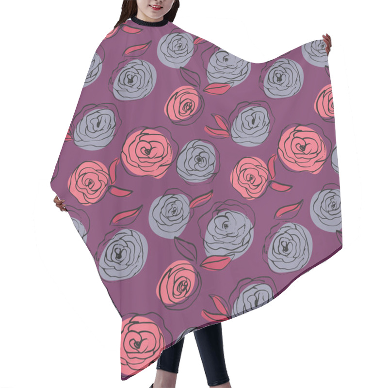 Personality  Floral Pattern With Roses And Leaves. Hair Cutting Cape