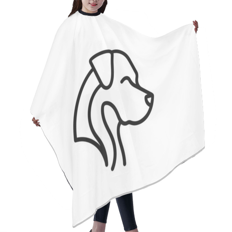 Personality  Minimalist Lines Outline The Dog Logo Design Icon Symbol Vector Illustration. Hair Cutting Cape