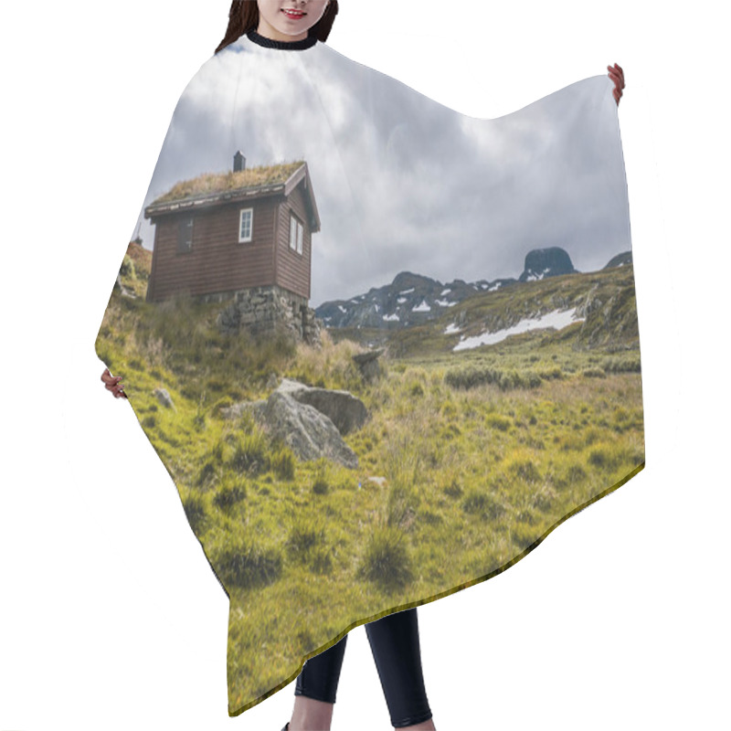 Personality  House On Meadow With Mountains  Hair Cutting Cape