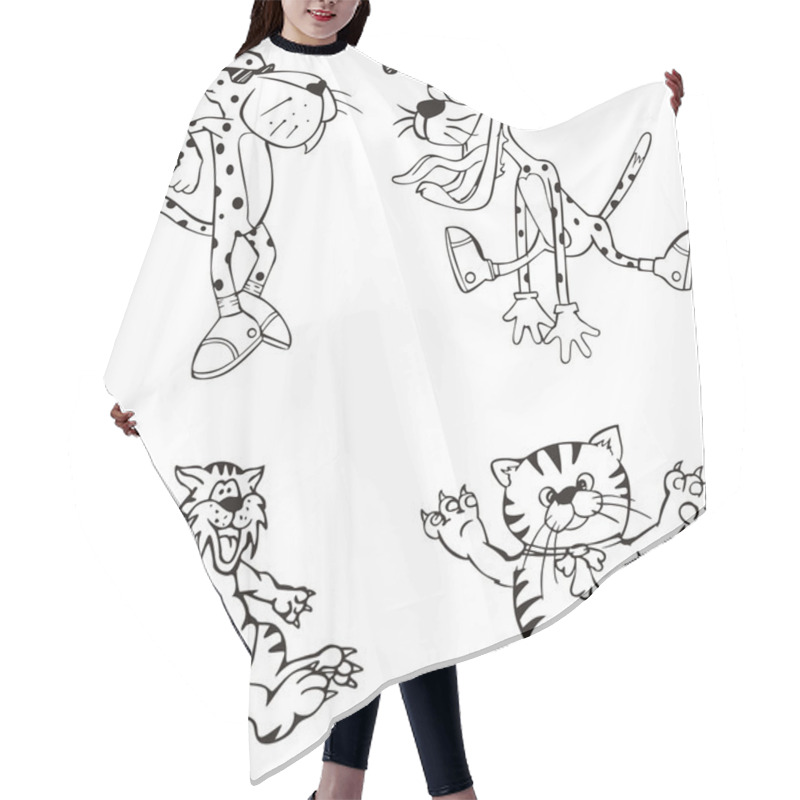 Personality  Leopard And Cat Cartoons Hair Cutting Cape