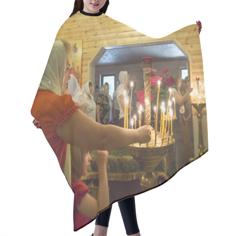 Personality  A Woman Lights A Memorial Candle Hair Cutting Cape