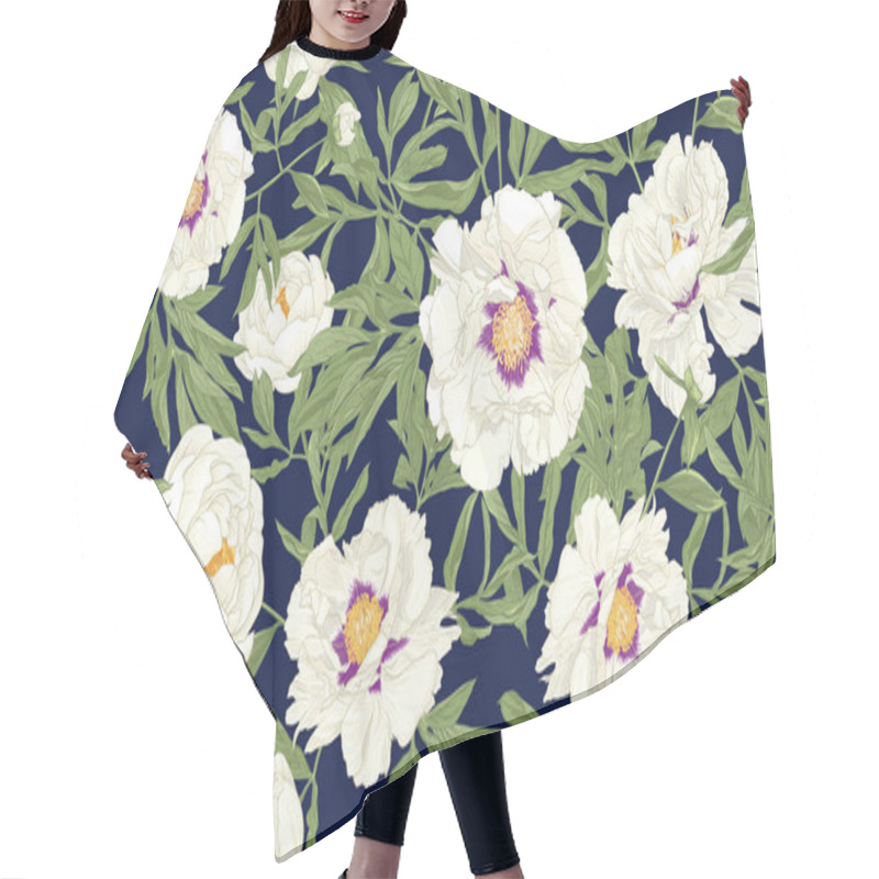 Personality  Peony Flower. Seamless Pattern, Background.  Hair Cutting Cape