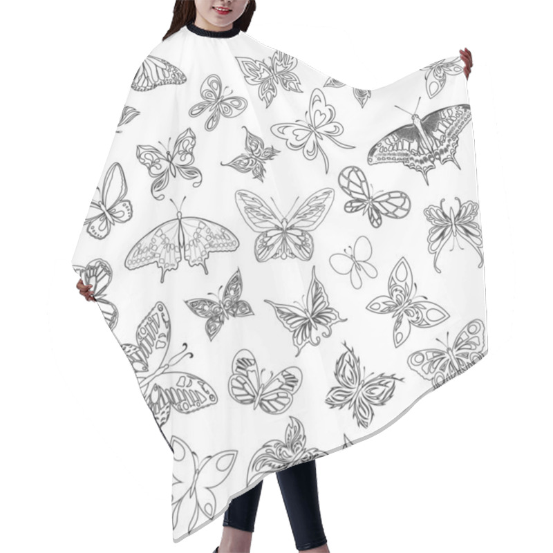 Personality  Set Black White Butterflies Of A Tattoo Hair Cutting Cape