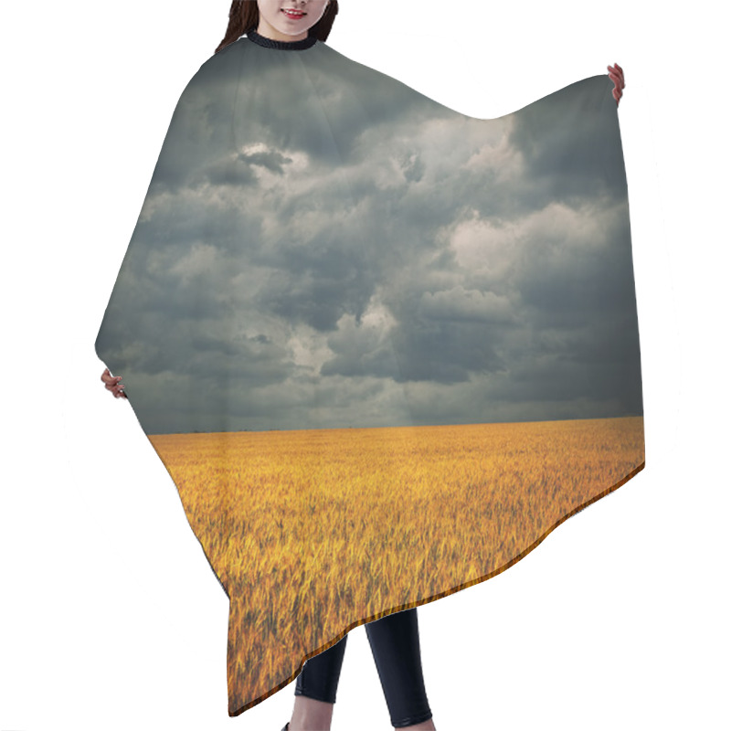 Personality  Dark Clouds Over Wheat Field Hair Cutting Cape