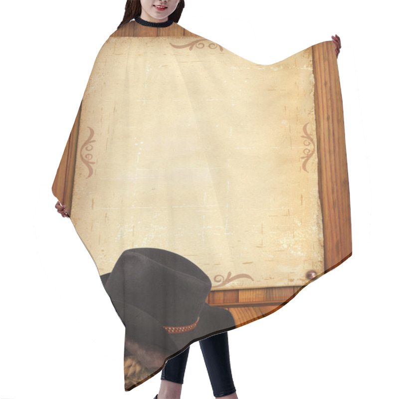 Personality  Western Background With Cowboy Clothes And Old Paper For Text Hair Cutting Cape