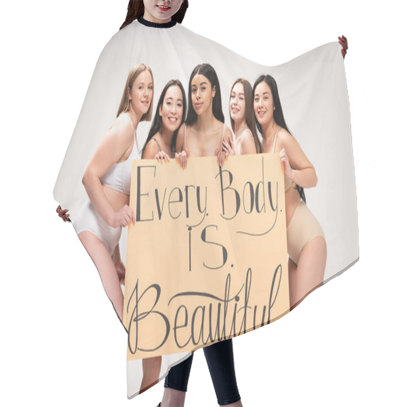 Personality  Five Smiling Multiethnic Girls Holding Placard With 