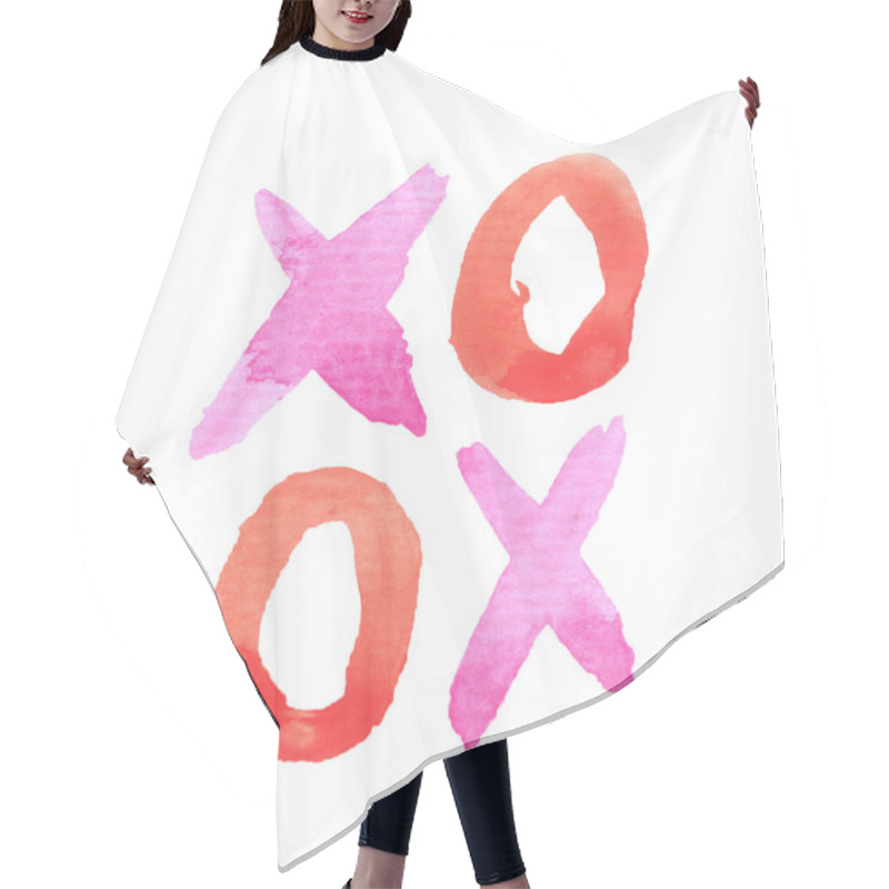 Personality  Text Xoxo On White Background Painted With Watercolour Brush. Sk Hair Cutting Cape