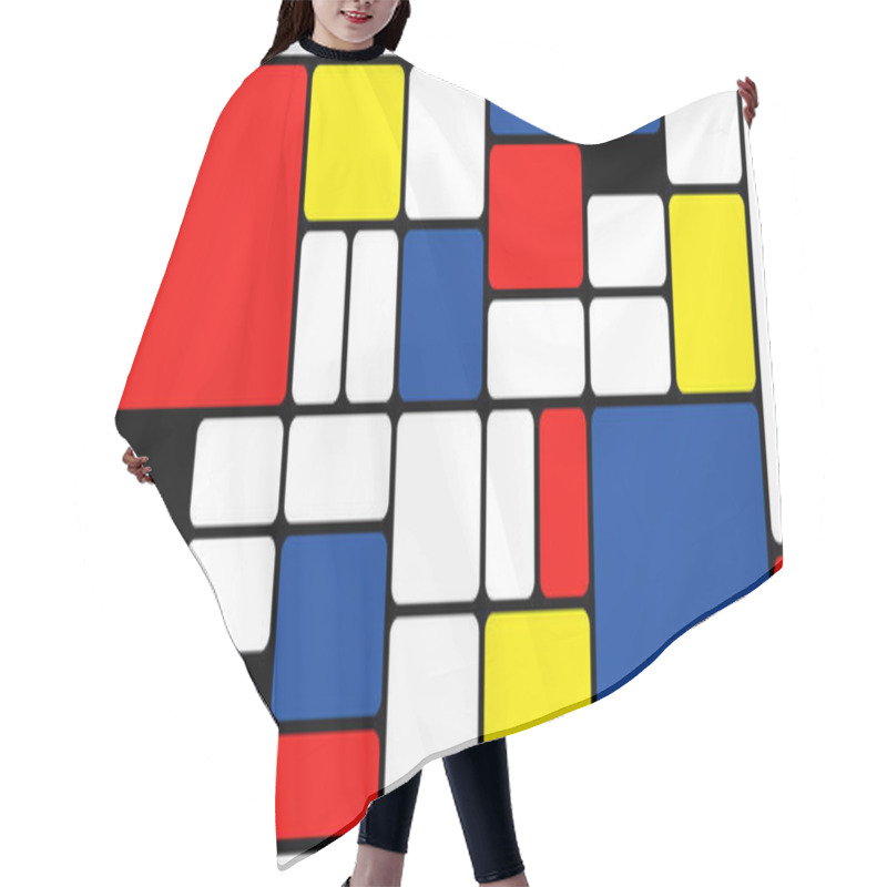 Personality  Checkered Piet Mondrian Style Emulation. The Netherlands Art History And Holland Painter. Dutch Mosaic Or Checker Line Pattern Banner Or Card. Hair Cutting Cape