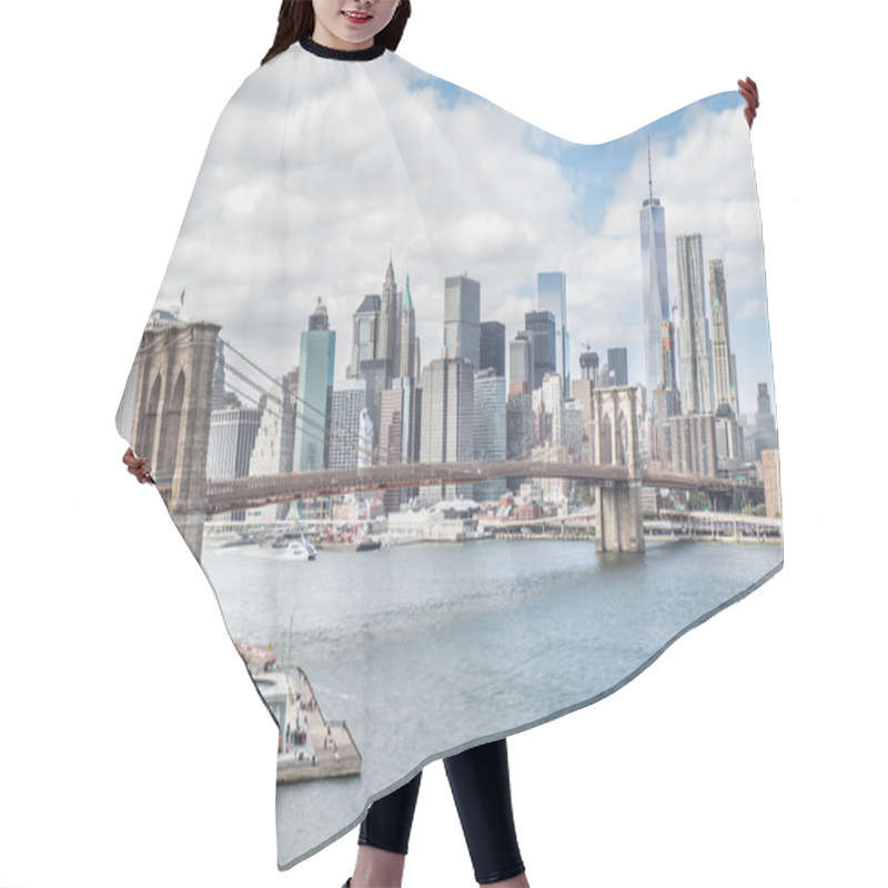 Personality  New York City Night Skyline From Brooklyn Bridge Hair Cutting Cape