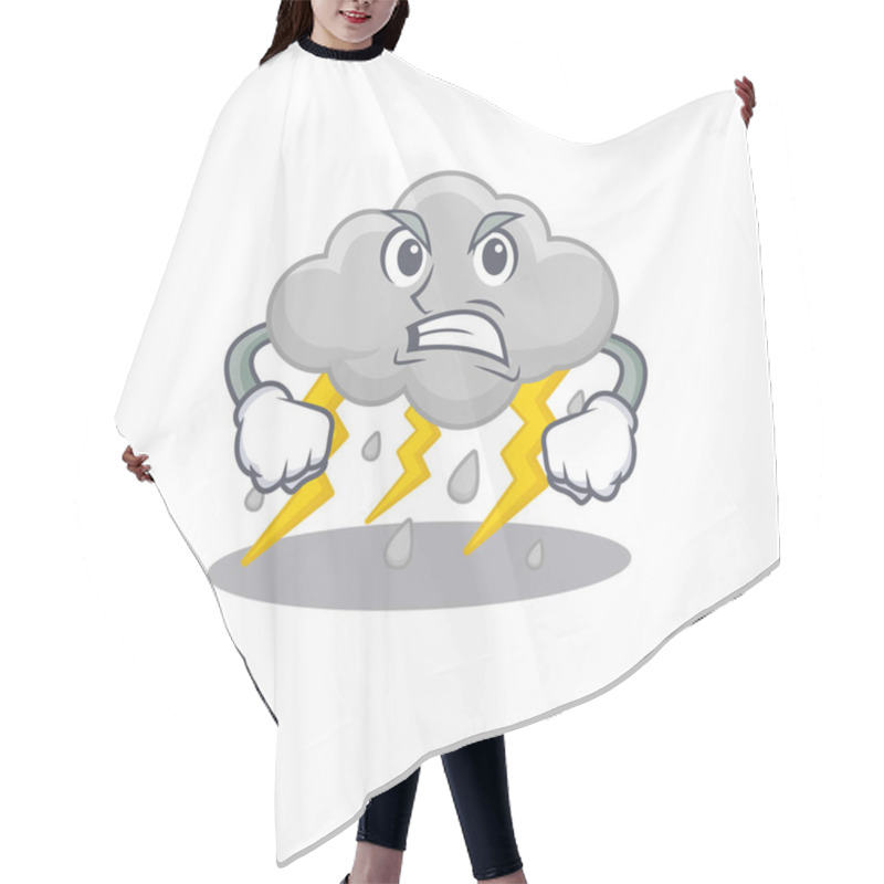 Personality  Mascot Design Concept Of Cloud Stormy With Angry Face. Vector Illustration Hair Cutting Cape