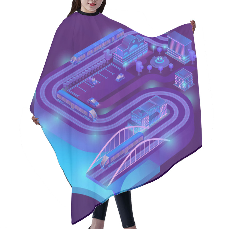 Personality  Vector 3d Isometric Railway Station, Roads Infrastructure Hair Cutting Cape