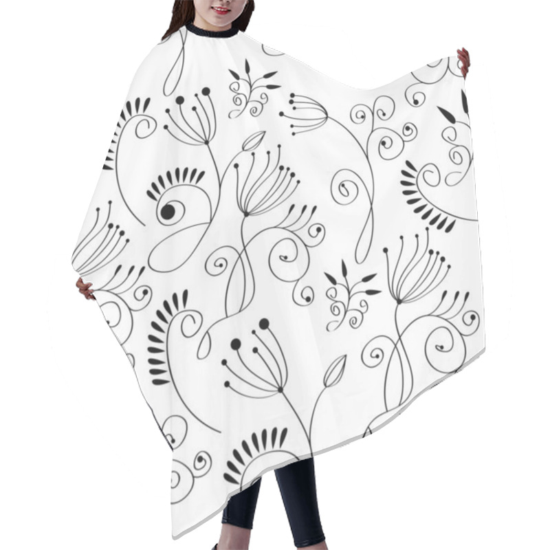 Personality  Monochrome Floral Background Hair Cutting Cape