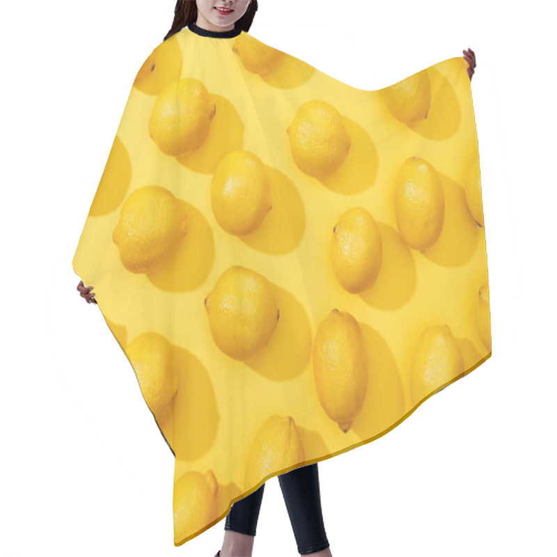 Personality  Top View Of Ripe Lemons On Yellow Background Hair Cutting Cape