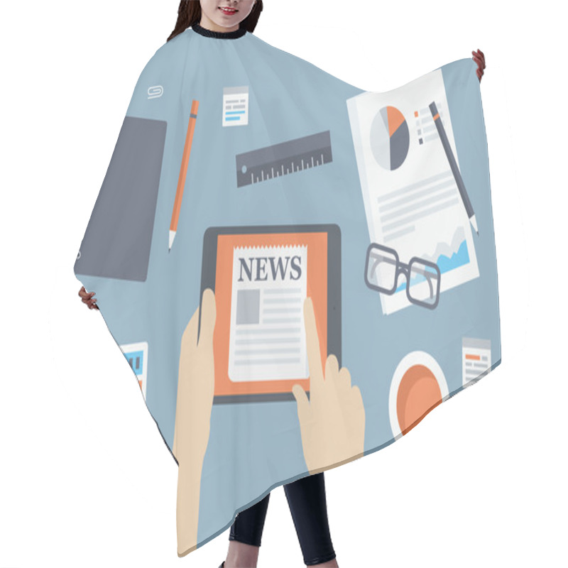 Personality  Manager Reading News Flat Illustration Hair Cutting Cape