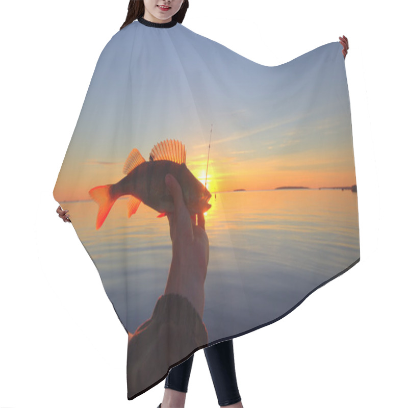 Personality  Sunset River Perch Fishing With The Boat And A Rod Hair Cutting Cape