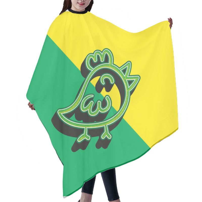 Personality  Bird Hand Drawn Toy Animal Green And Yellow Modern 3d Vector Icon Logo Hair Cutting Cape