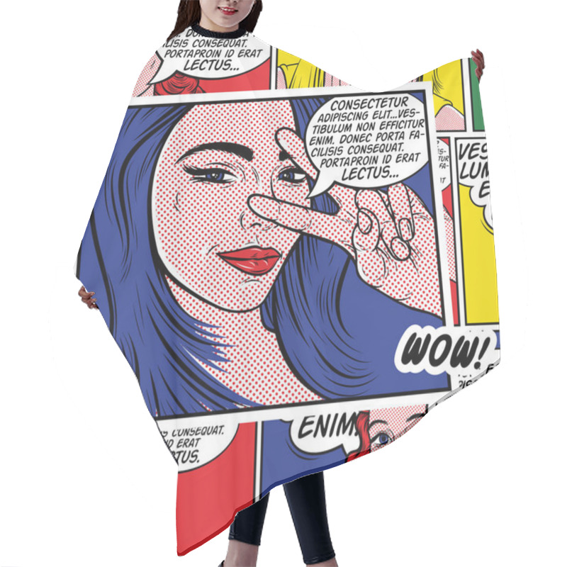 Personality  Retro Comic Book Background.  Hair Cutting Cape