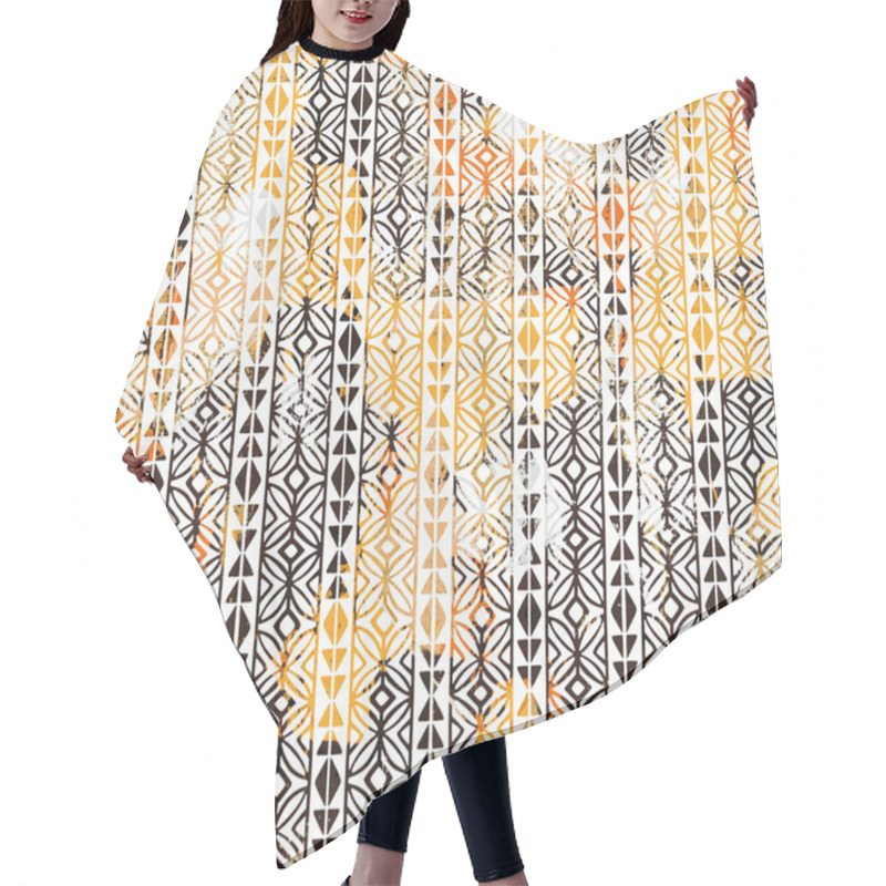 Personality  Geometric Boho Style Tribal Pattern With Distressed Texture And Effect Hair Cutting Cape