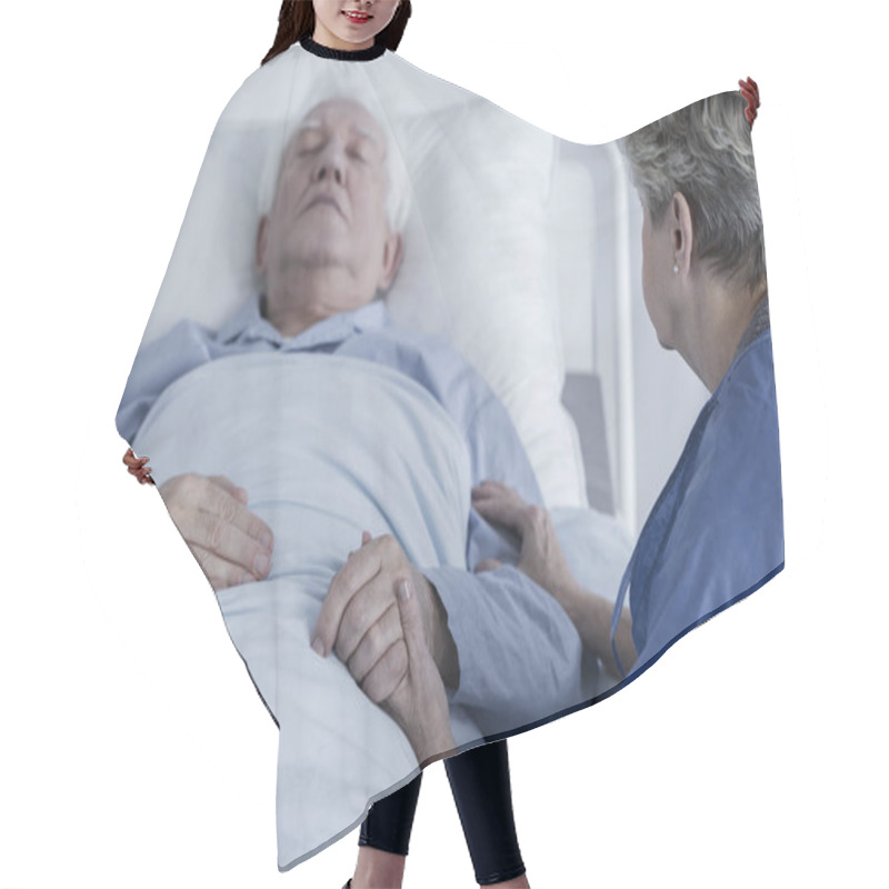 Personality  Senior Man In Hospital Hair Cutting Cape