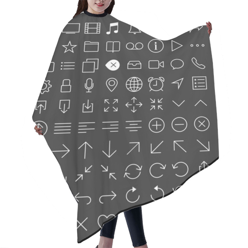 Personality  80 Thin Icons Set. Hair Cutting Cape