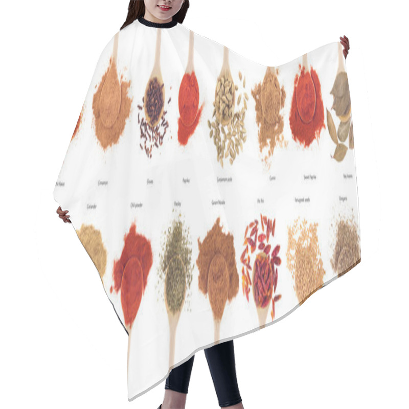 Personality  Spices Collection On Spoons Hair Cutting Cape