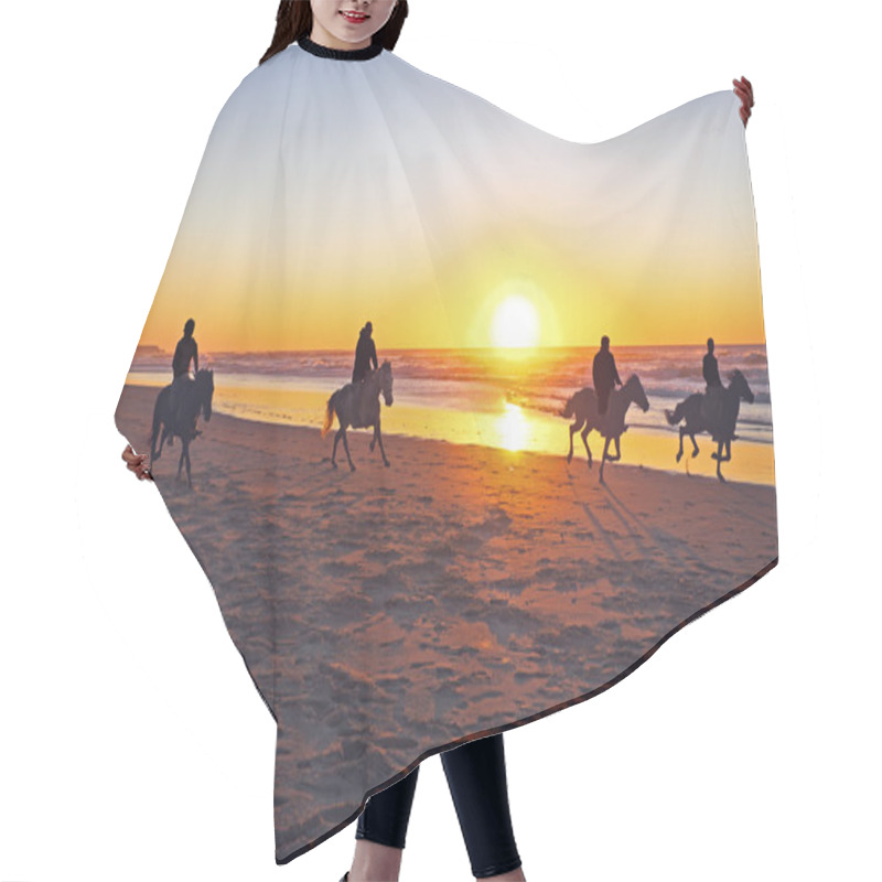 Personality  Horse Riding On The Beach At Sunset Hair Cutting Cape