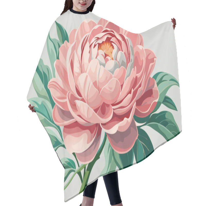 Personality  Minimalistic Pink Flower Illustration With Green Leaves On Light Green Background Hair Cutting Cape