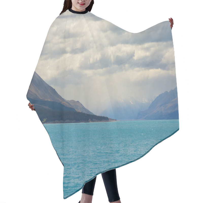 Personality  Mountains With Heavy Clouds And Lake Pukaki On The Foreground, New Zealand, South Island, Canterbury Hair Cutting Cape