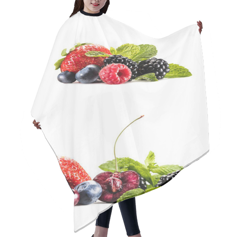 Personality  Collage With Delicious Berries Hair Cutting Cape