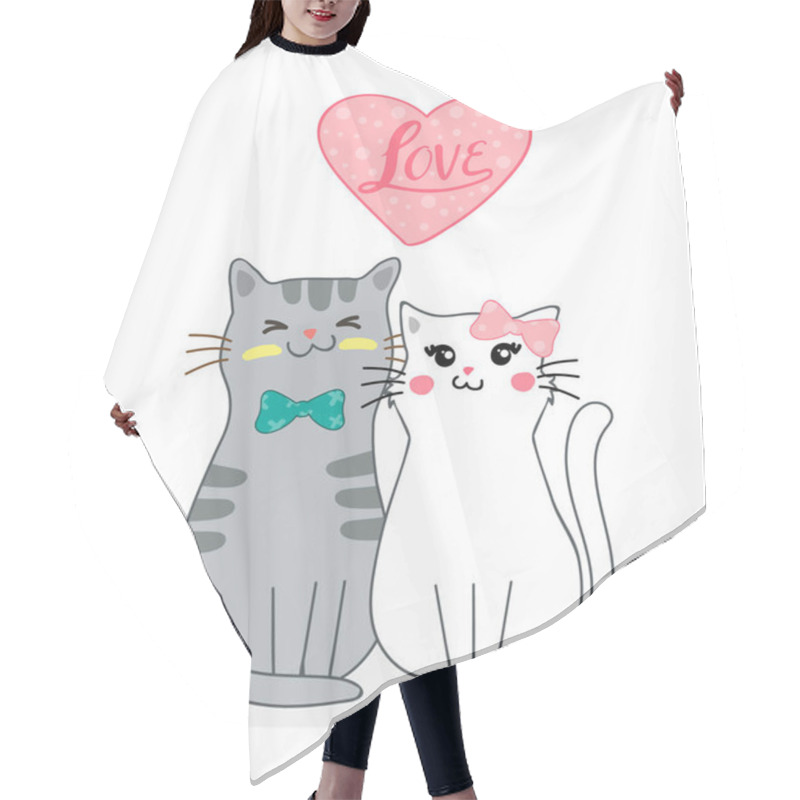 Personality  Cute Cats And Hearts. Vector Illustration Hair Cutting Cape