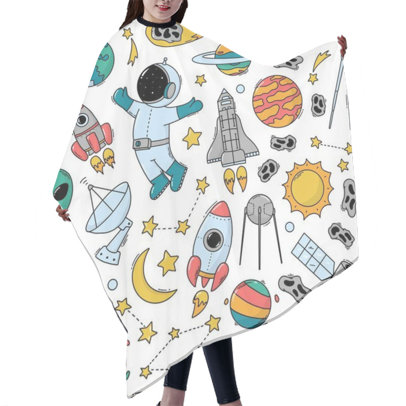 Personality  Kids Space Doodles Seamless Pattern For Wallpaper, Wrapping Paper, Scrapbooking, Stationery, Bedding, Textile Prints, Planners, Backgrounds, Etc. EPS 10 Hair Cutting Cape