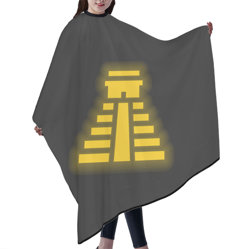 Personality  Aztec Pyramid Yellow Glowing Neon Icon Hair Cutting Cape