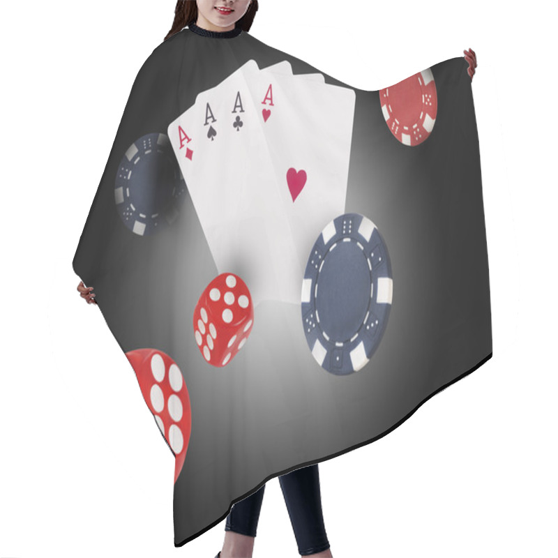 Personality  Playing Cards Flying At The Poker Table Hair Cutting Cape