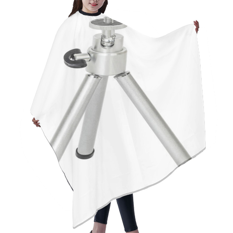 Personality  Small Portable Aluminum Tripod Isolated On White Background Hair Cutting Cape