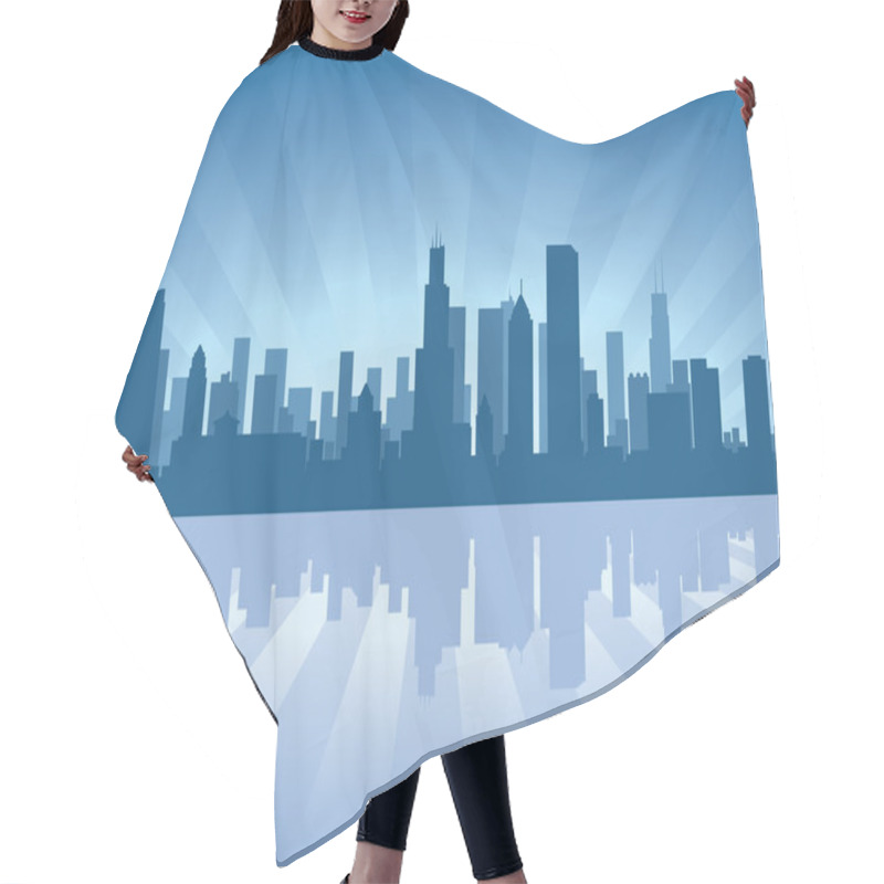 Personality  Chicago Skyline With Reflection In Water Hair Cutting Cape